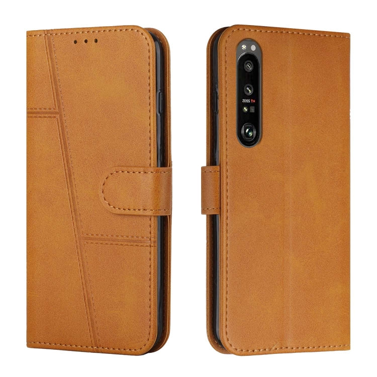 For Sony Xperia 1 III Stitching Calf Texture Buckle Leather Phone Case