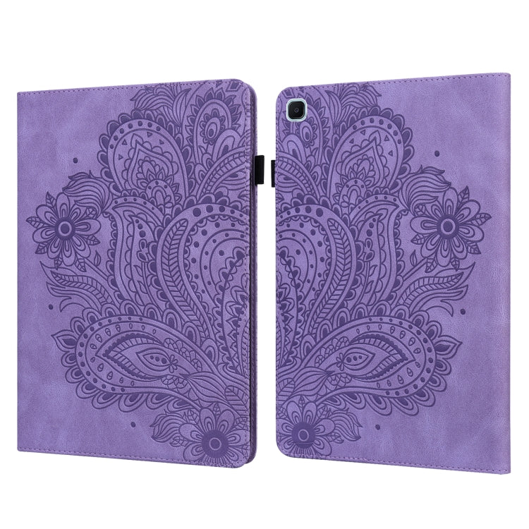For Samsung Galaxy Tab A7 Lite Peacock Embossed Pattern Leather Tablet Case