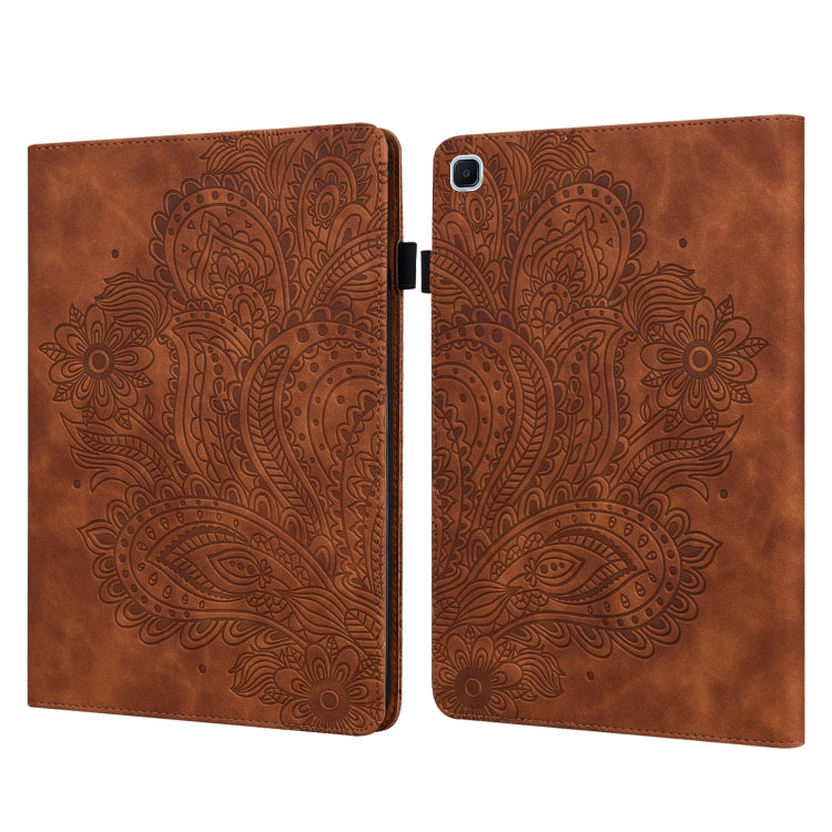 For Samsung Galaxy Tab A7 Lite Peacock Embossed Pattern Leather Tablet Case
