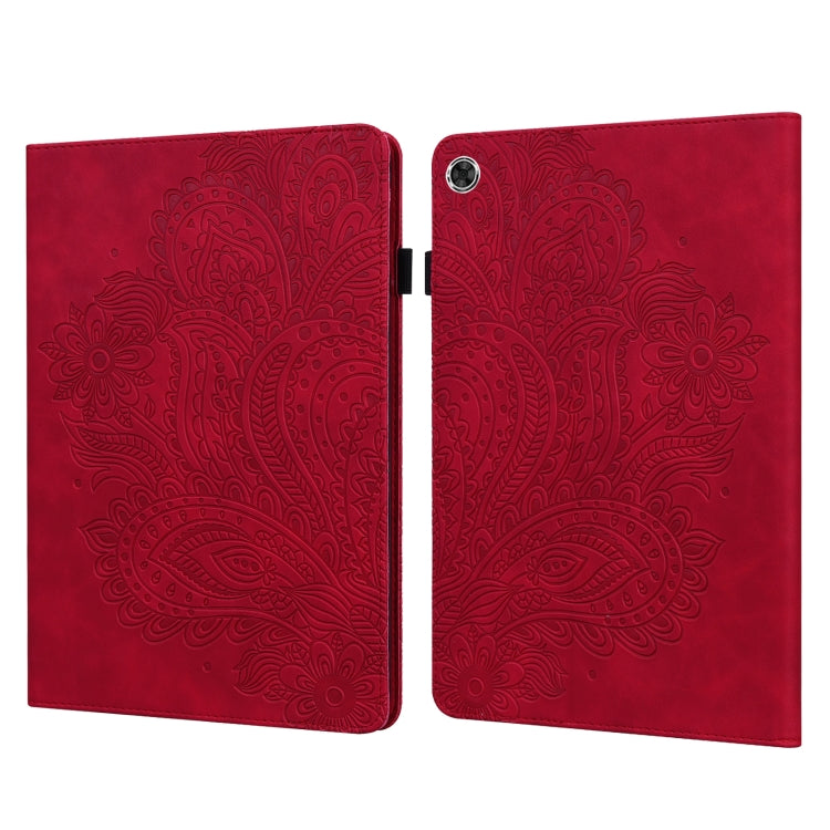 For Samsung Galaxy Tab A8 10.5 2021 Peacock Embossed Pattern Leather Tablet Case