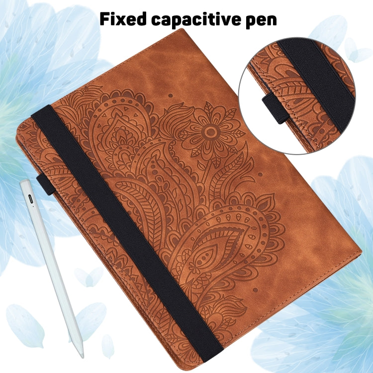 For Samsung Galaxy Tab A8 10.5 2021 Peacock Embossed Pattern Leather Tablet Case
