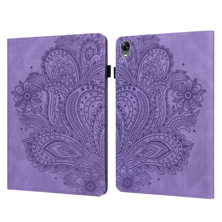 For OPPO Pad 11 inch Peacock Embossed Pattern TPU + PU Leather Tablet Case