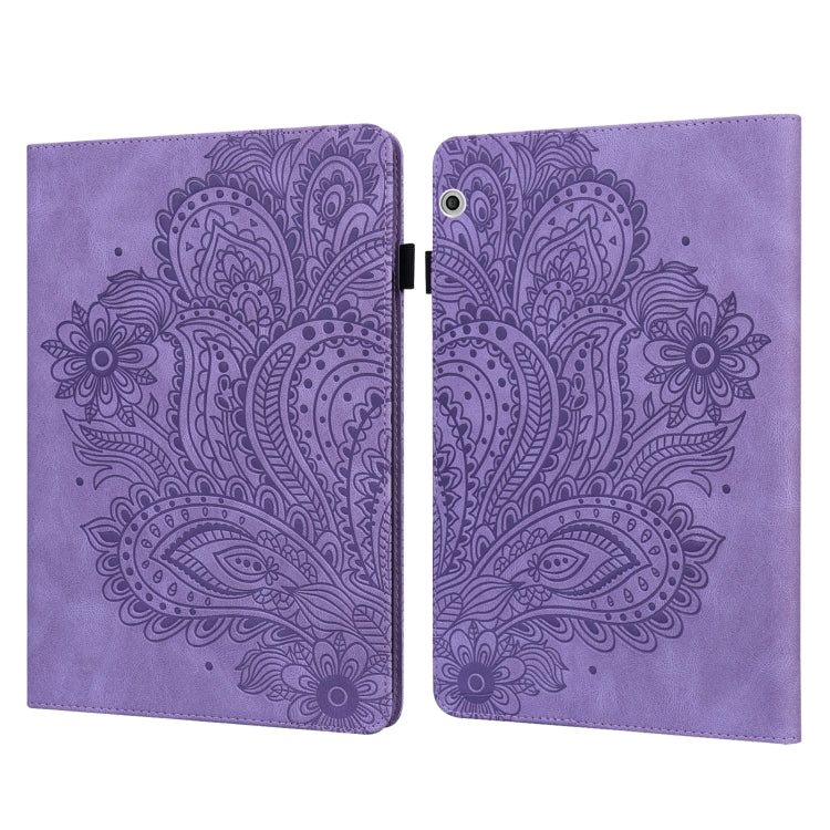 For Huawei MediaPad T3 10 Peacock Embossed Pattern TPU + PU Leather Tablet Case