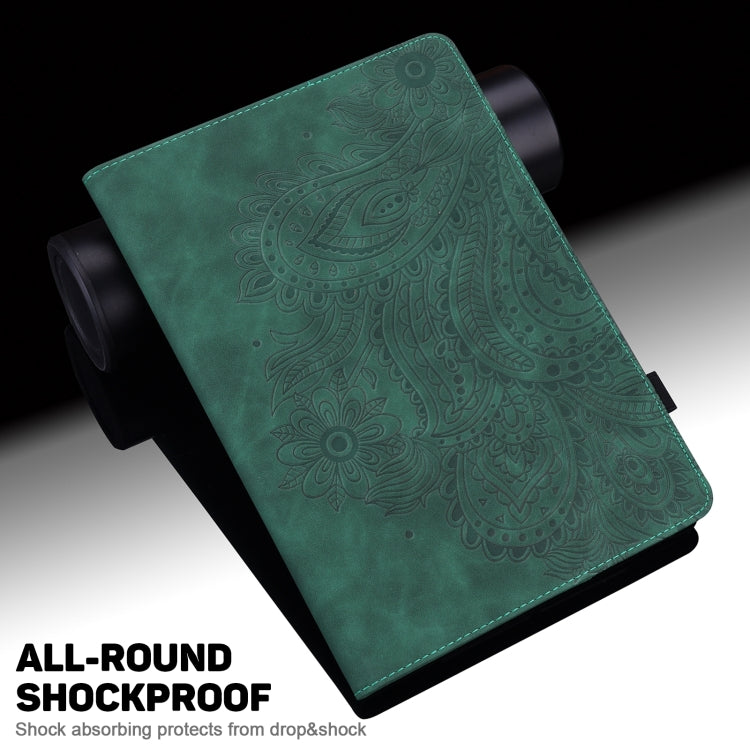 For Huawei MediaPad T3 10 Peacock Embossed Pattern TPU + PU Leather Tablet Case