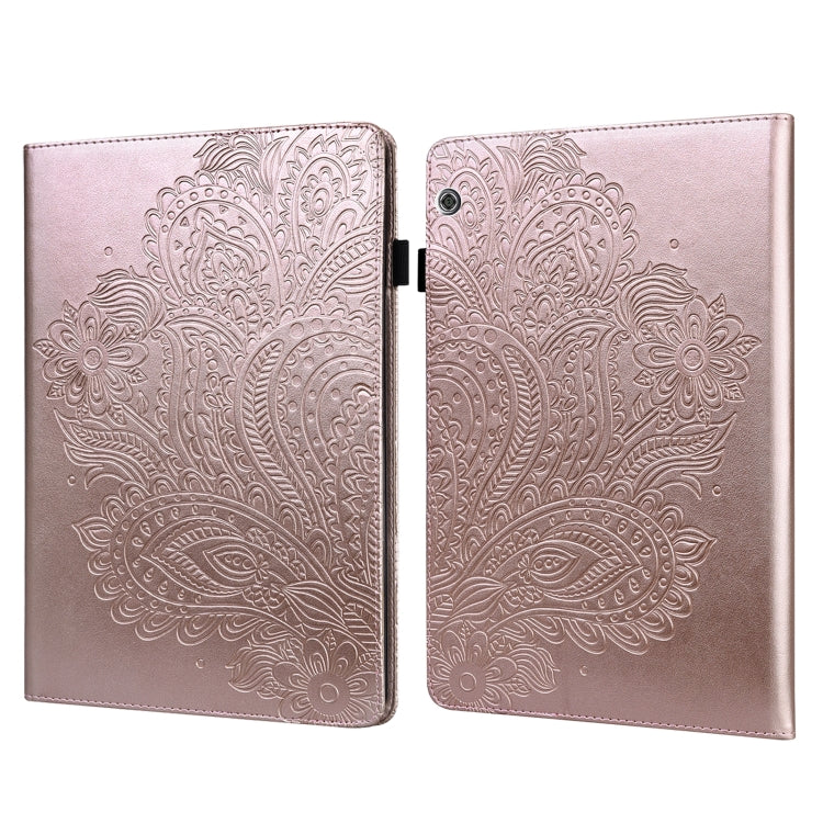 For Huawei MediaPad T5 10 Peacock Embossed Pattern TPU + PU Leather Tablet Case