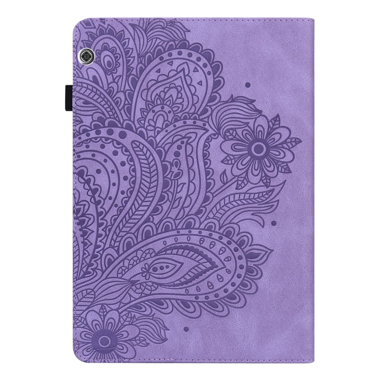 For Huawei MediaPad T5 10 Peacock Embossed Pattern TPU + PU Leather Tablet Case