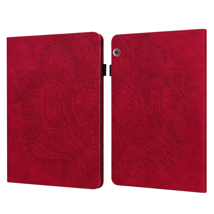 For Huawei MediaPad T5 10 Peacock Embossed Pattern TPU + PU Leather Tablet Case