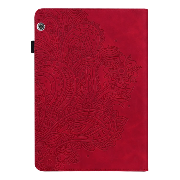 For Huawei MediaPad T5 10 Peacock Embossed Pattern TPU + PU Leather Tablet Case