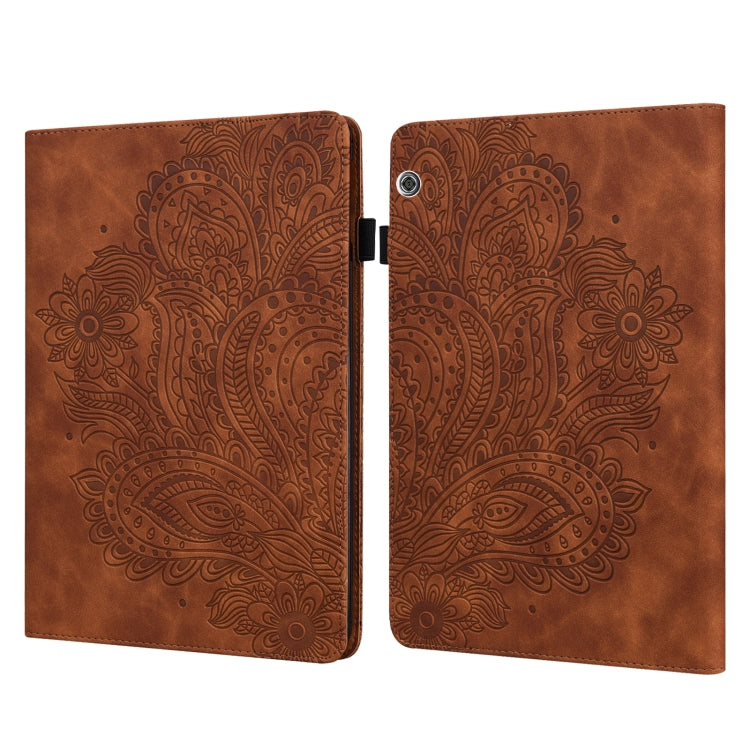 For Huawei MediaPad T5 10 Peacock Embossed Pattern TPU + PU Leather Tablet Case