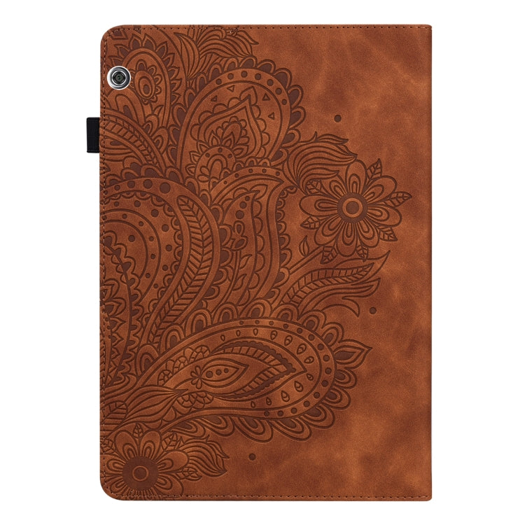 For Huawei MediaPad T5 10 Peacock Embossed Pattern TPU + PU Leather Tablet Case