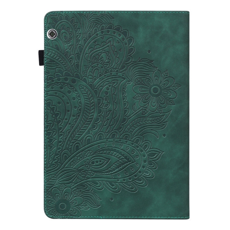 For Huawei MediaPad T5 10 Peacock Embossed Pattern TPU + PU Leather Tablet Case