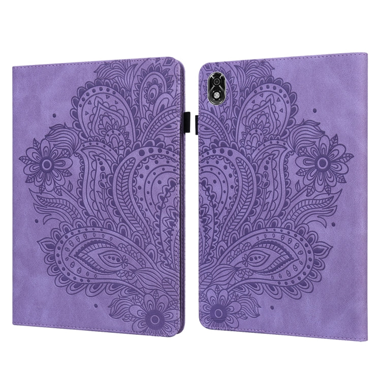For Lenovo Legion Y700 Peacock Embossed Pattern TPU + PU Leather Tablet Case