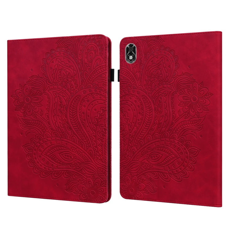 For Lenovo Legion Y700 Peacock Embossed Pattern TPU + PU Leather Tablet Case