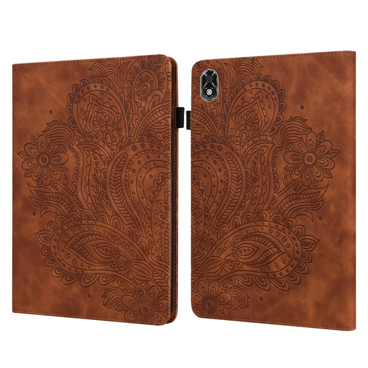 For Lenovo Legion Y700 Peacock Embossed Pattern TPU + PU Leather Tablet Case