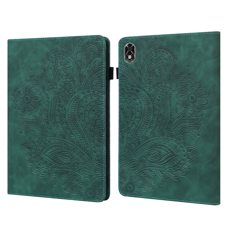 For Lenovo Legion Y700 Peacock Embossed Pattern TPU + PU Leather Tablet Case