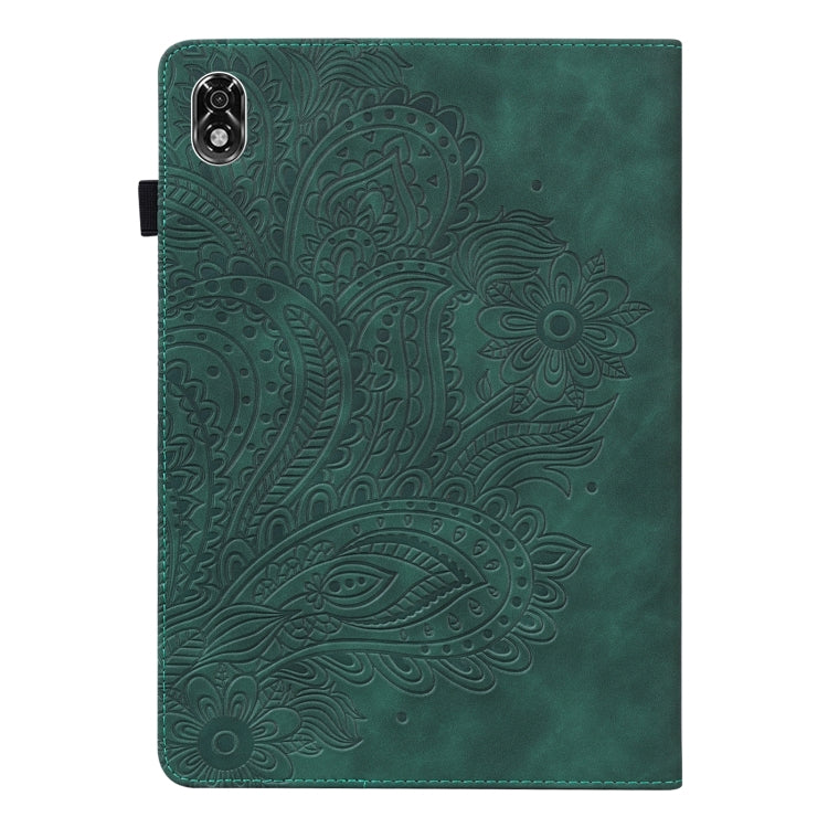 For Lenovo Legion Y700 Peacock Embossed Pattern TPU + PU Leather Tablet Case