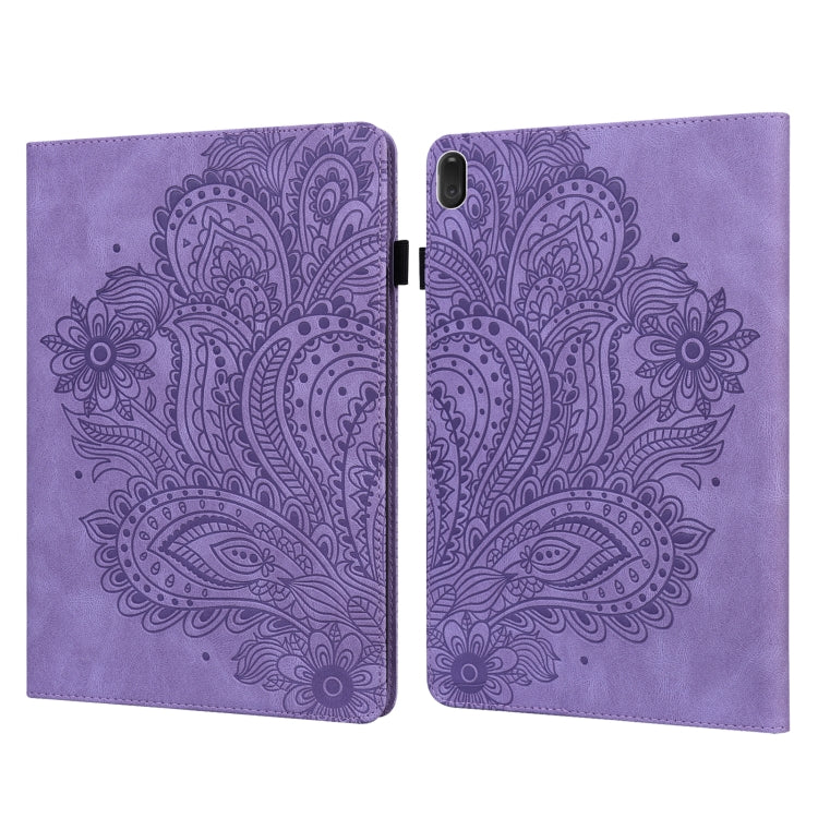 For Lenovo Tab E10 TB-X104F Peacock Embossed Pattern TPU + PU Leather Tablet Case