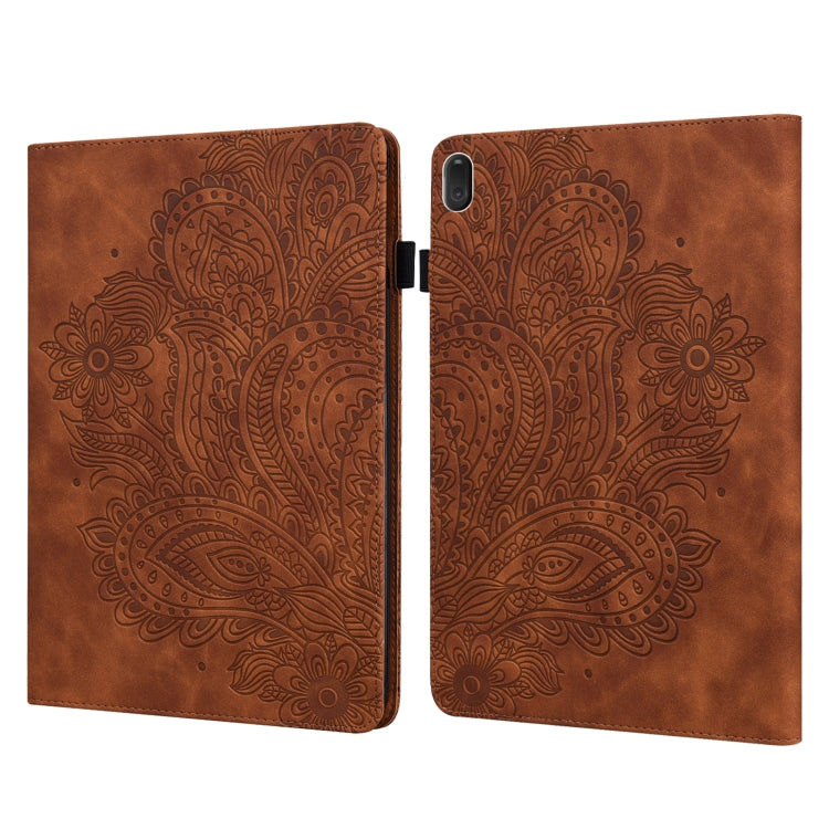 For Lenovo Tab E10 TB-X104F Peacock Embossed Pattern TPU + PU Leather Tablet Case