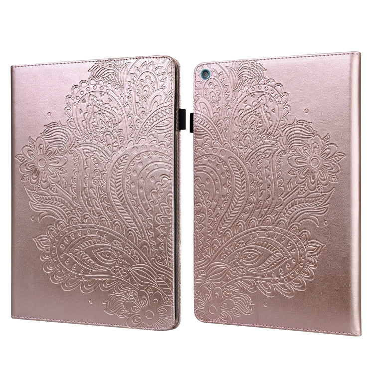 For Amazon Fire HD 10 2017 / 2019 Peacock Embossed Pattern Leather Tablet Case with Sleep / Wake-up Function