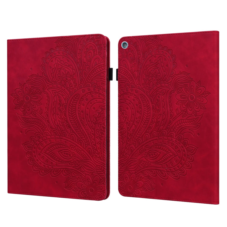 For Amazon Fire HD 10 2017 / 2019 Peacock Embossed Pattern Leather Tablet Case with Sleep / Wake-up Function