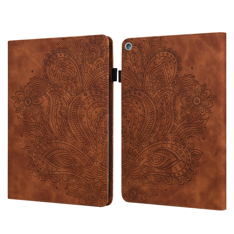 For Amazon Fire HD 10 2017 / 2019 Peacock Embossed Pattern Leather Tablet Case with Sleep / Wake-up Function
