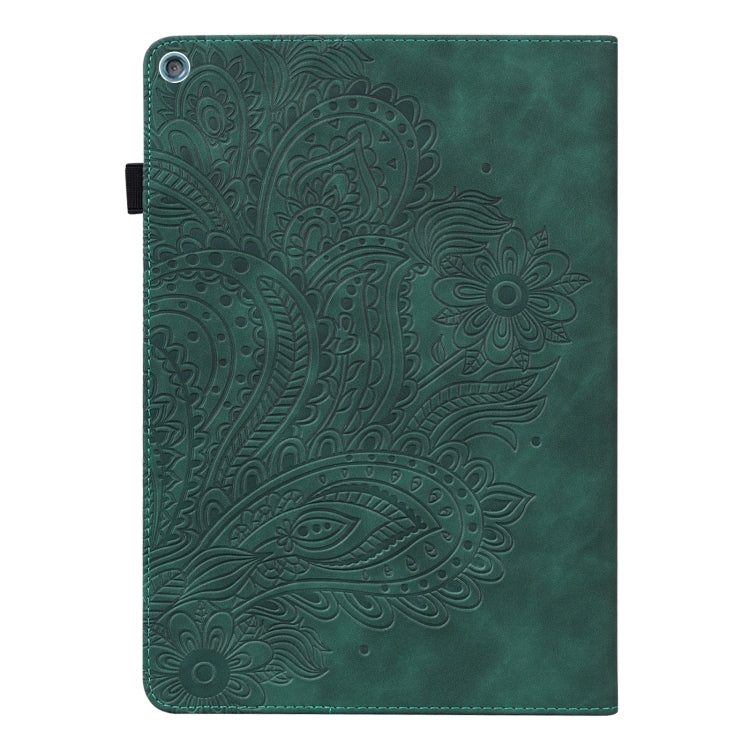For Amazon Fire HD 10 2017 / 2019 Peacock Embossed Pattern Leather Tablet Case with Sleep / Wake-up Function