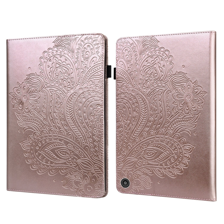 For Amazon Fire HD 8 2020 / HD 8 Plus 2020 Peacock Embossed Pattern Leather Tablet Case with Sleep / Wake-up Function