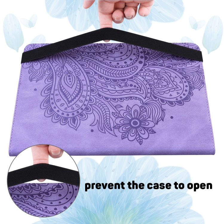 For Amazon Fire HD 8 2020 / HD 8 Plus 2020 Peacock Embossed Pattern Leather Tablet Case with Sleep / Wake-up Function