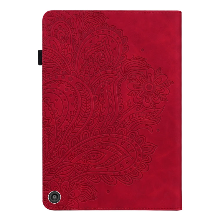For Amazon Fire HD 8 2020 / HD 8 Plus 2020 Peacock Embossed Pattern Leather Tablet Case with Sleep / Wake-up Function