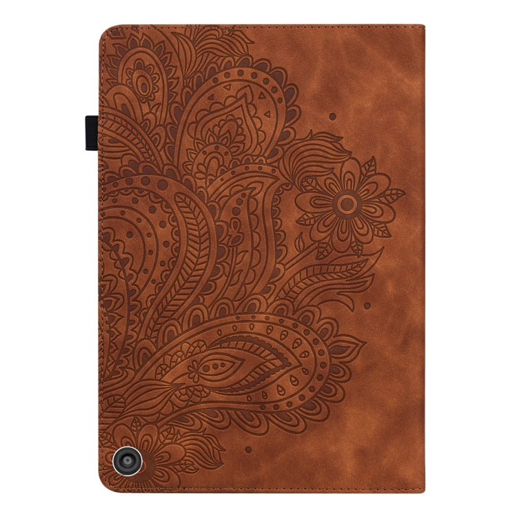 For Amazon Fire HD 8 2020 / HD 8 Plus 2020 Peacock Embossed Pattern Leather Tablet Case with Sleep / Wake-up Function