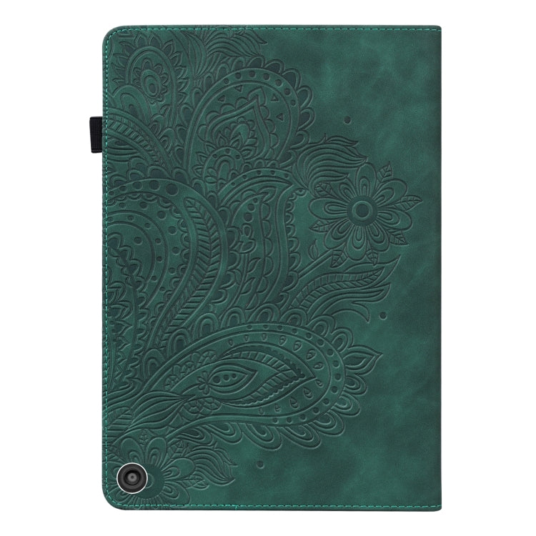 For Amazon Fire HD 8 2020 / HD 8 Plus 2020 Peacock Embossed Pattern Leather Tablet Case with Sleep / Wake-up Function