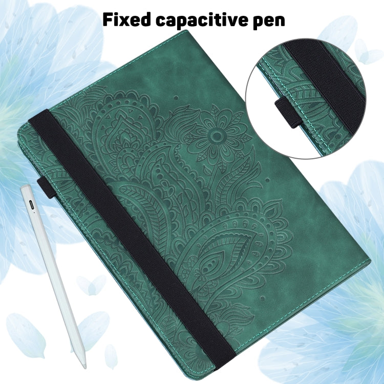 For Amazon Fire HD 8 2020 / HD 8 Plus 2020 Peacock Embossed Pattern Leather Tablet Case with Sleep / Wake-up Function