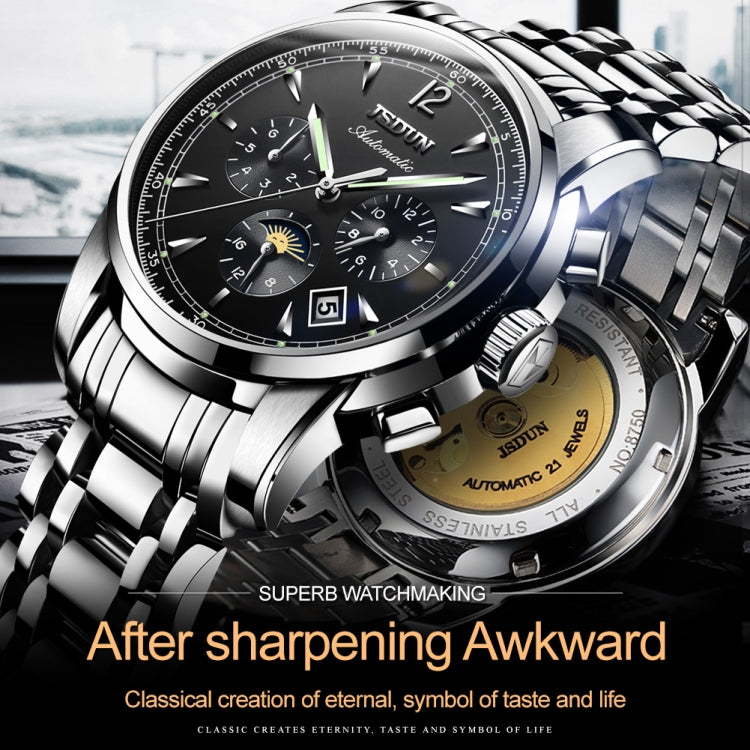 JIN SHI DUN 8750 Men Fashion Waterproof Luminous Mechanical Watch