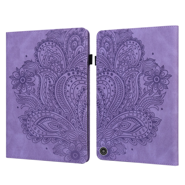 For Amazon Fire HD 10 2021 / HD 10 Plus 2021 Peacock Embossed Pattern Leather Tablet Case
