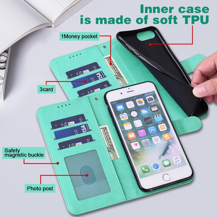 For iPhone 13 Tree & Deer Pattern Pressed Printing Horizontal Flip Leather Phone Case