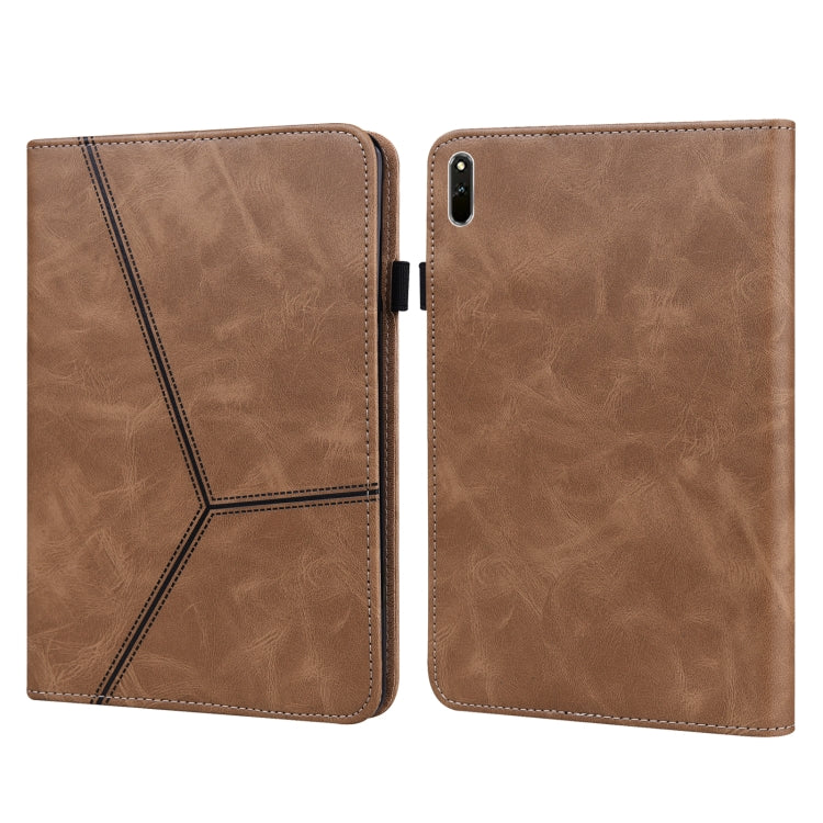 For Huawei MatePad 10.8 (2021) Solid Color Embossed Striped Leather Case