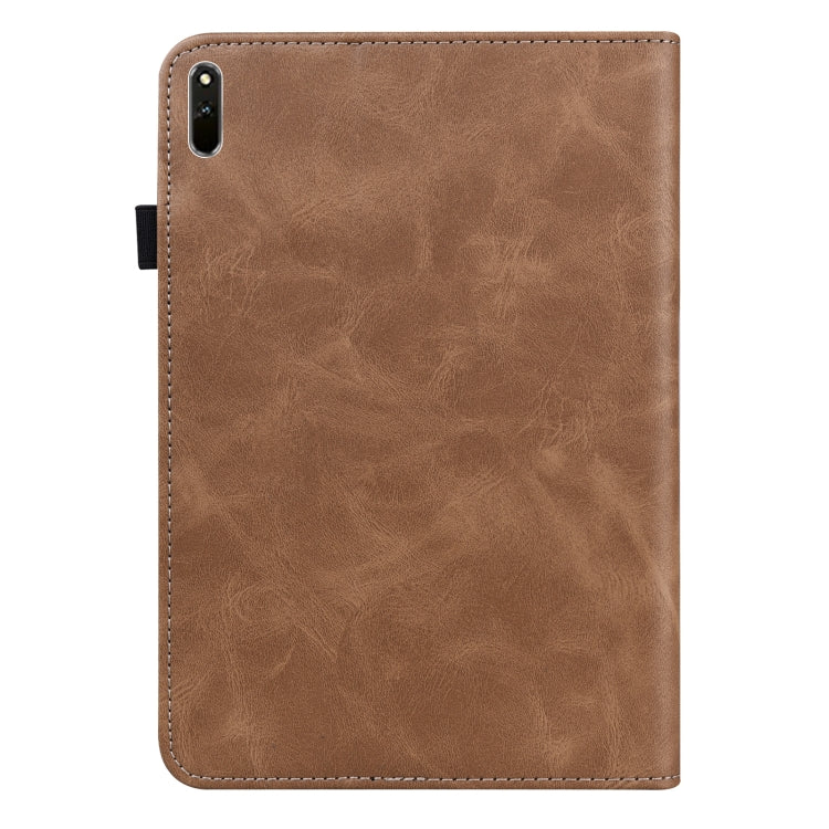 For Huawei MatePad 10.8 (2021) Solid Color Embossed Striped Leather Case