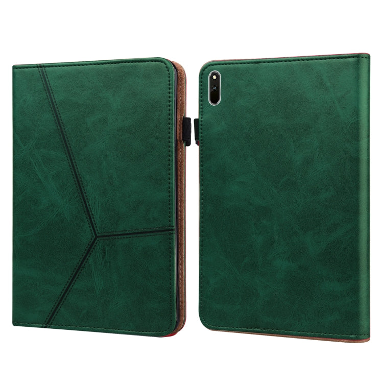 For Huawei MatePad 10.8 (2021) Solid Color Embossed Striped Leather Case