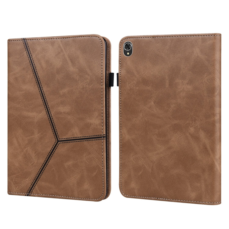 For Lenovo Tab K10 / M10 Plus / M10 FHD Plus Solid Color Embossed Striped Leather Case