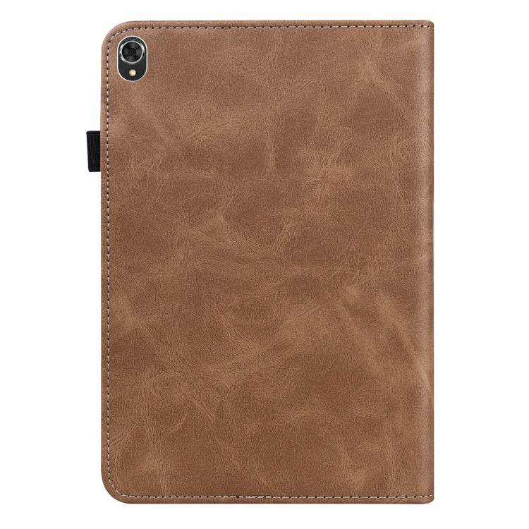 For Lenovo Tab K10 / M10 Plus / M10 FHD Plus Solid Color Embossed Striped Leather Case
