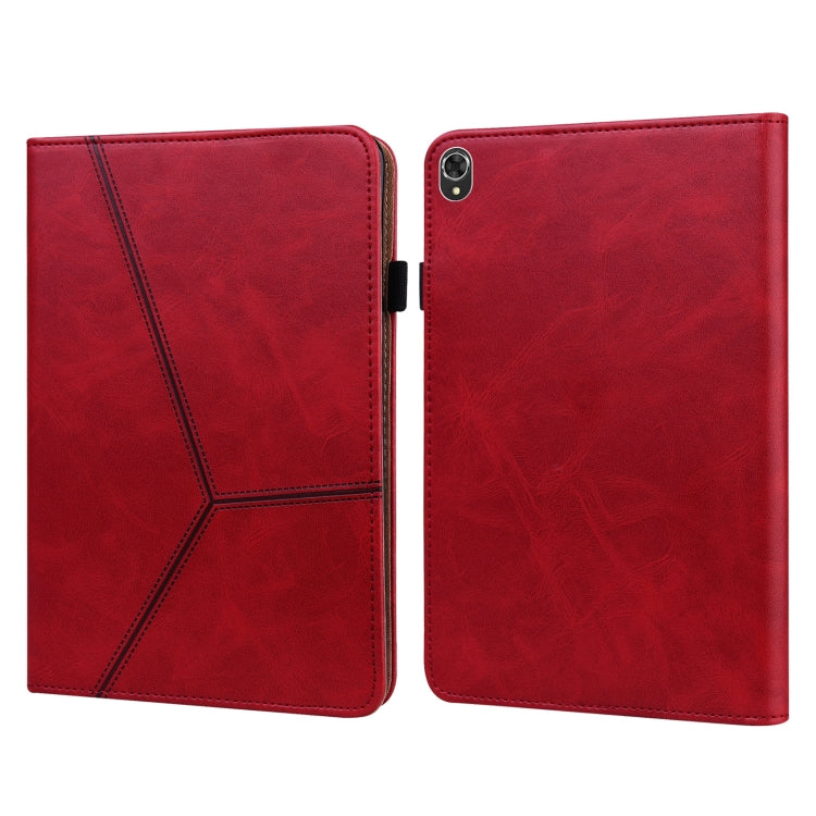 For Lenovo Tab K10 / M10 Plus / M10 FHD Plus Solid Color Embossed Striped Leather Case
