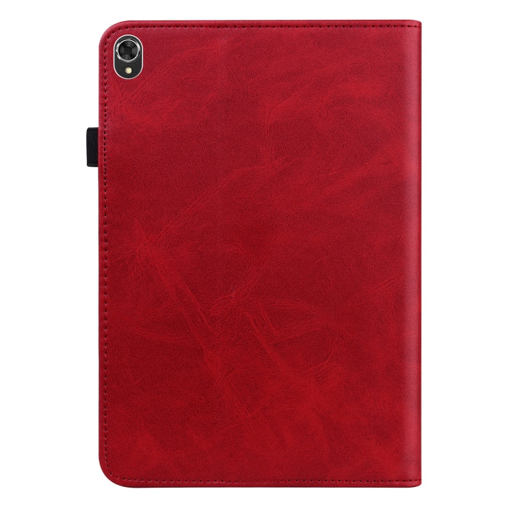 For Lenovo Tab K10 / M10 Plus / M10 FHD Plus Solid Color Embossed Striped Leather Case