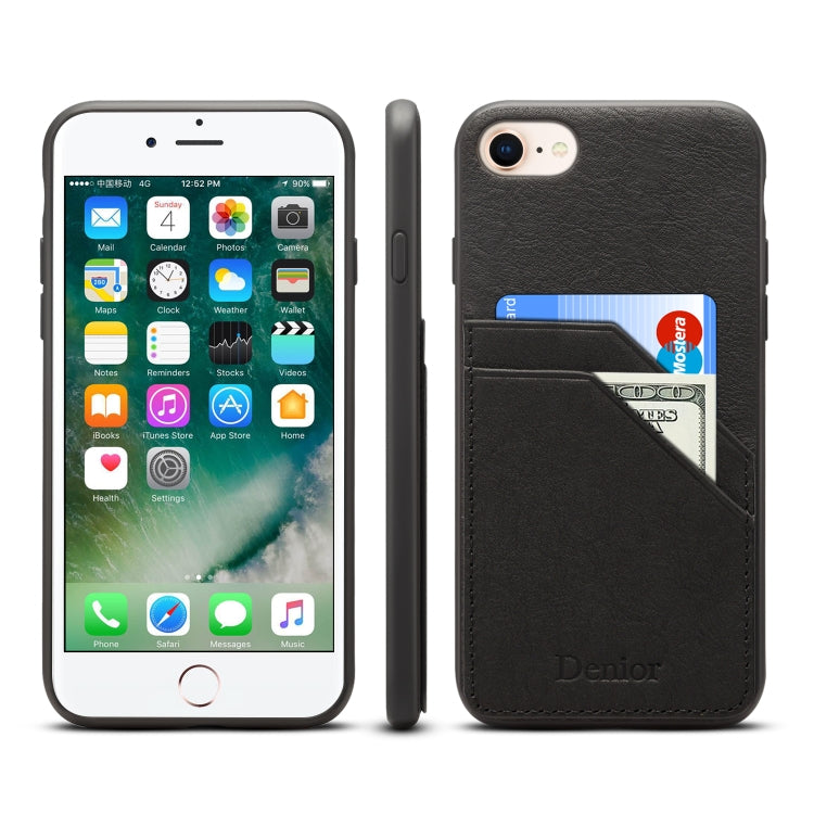 For iPhone 7 / 8 Denior V1 Luxury Car Cowhide Leather Protective Case with Double Card Slots