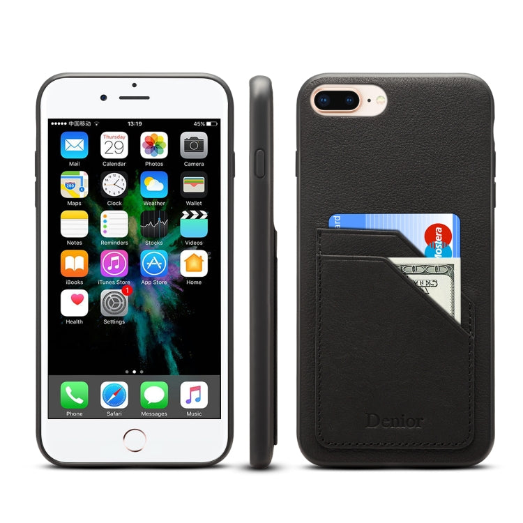 For iPhone 7 Plus / 8 Plus Denior V1 Luxury Car Cowhide Leather Protective Case with Double Card Slots