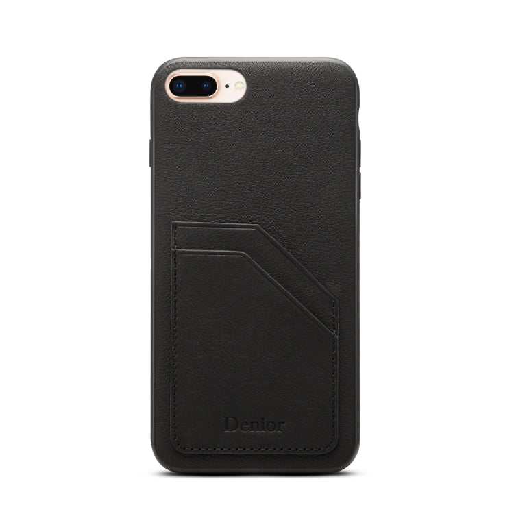 For iPhone 7 Plus / 8 Plus Denior V1 Luxury Car Cowhide Leather Protective Case with Double Card Slots