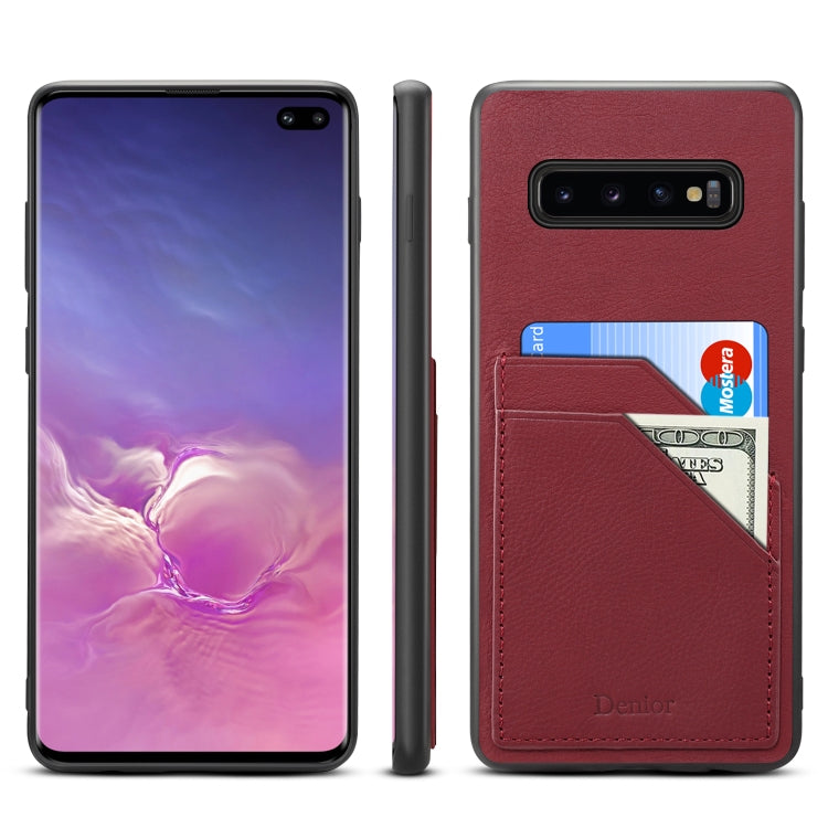 For Galaxy S10 Denior V1 Luxury Car Cowhide Leather Protective Case with Double Card Slots