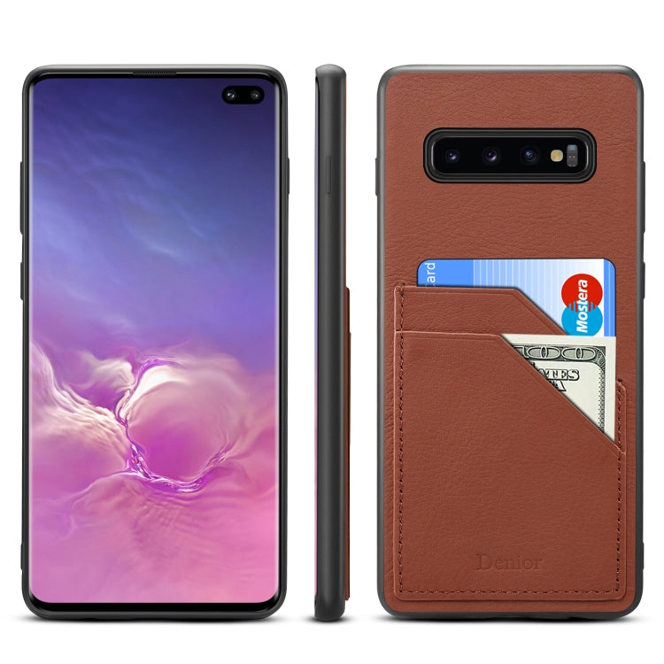 For Galaxy S10 Denior V1 Luxury Car Cowhide Leather Protective Case with Double Card Slots