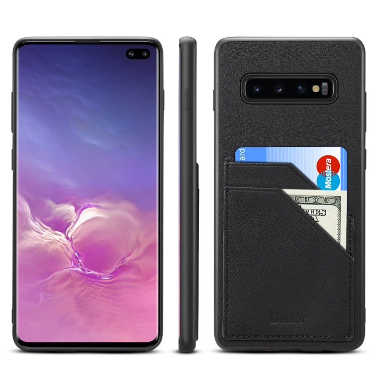 For Galaxy S10 Plus Denior V1 Luxury Car Cowhide Leather Protective Case with Double Card Slots