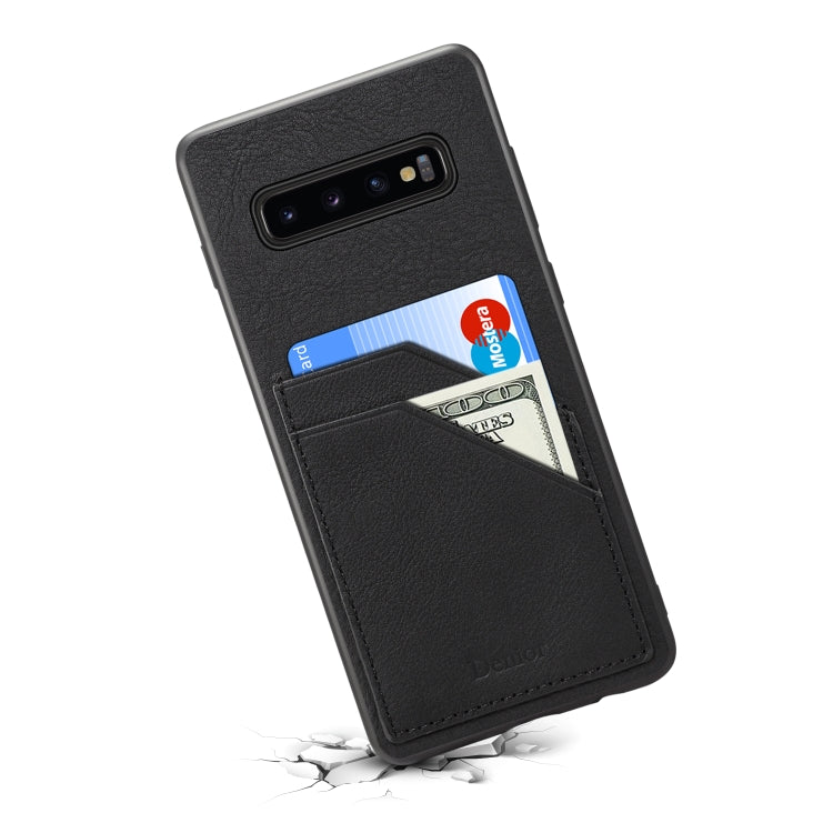 For Galaxy S10 Plus Denior V1 Luxury Car Cowhide Leather Protective Case with Double Card Slots