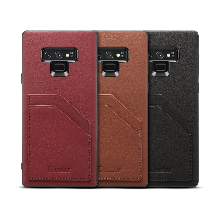 For Galaxy Note9 Denior V1 Luxury Car Cowhide Leather Protective Case with Double Card Slots